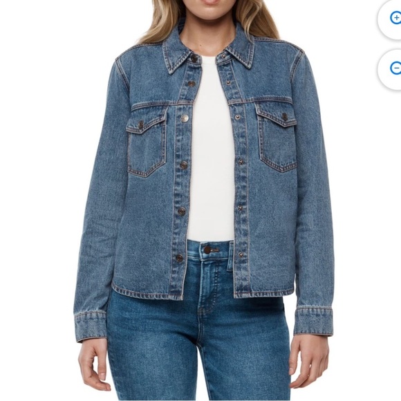 Express Jackets & Blazers - NWT EXPRESS Classic Blue Denim Shirt Jacket Oversized Style Snap Closure L